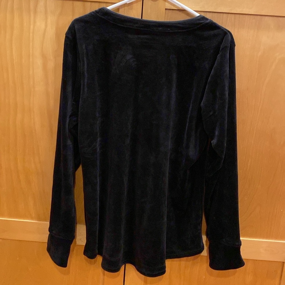NWOT Cuddl Duds Plush Velour Long Sleeve Top XL in Black - Picture 6 of 6